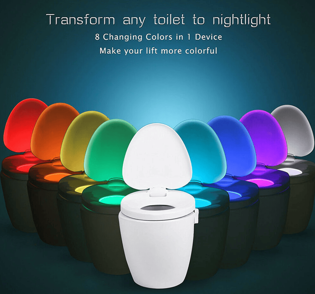 Unbranded LED Bowl Body Sensing Motion Activated Bathroom Toilet Night Light 8 Colors Lamp