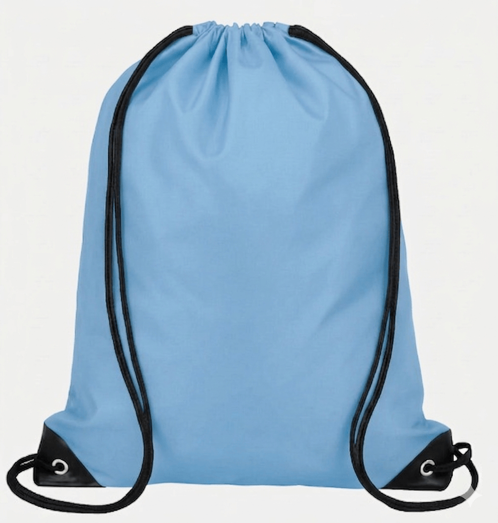 Unbranded Light Blue Drawstring Backpack Sports Travel Beach 35cm x 42cm Swimming Shoe Bag