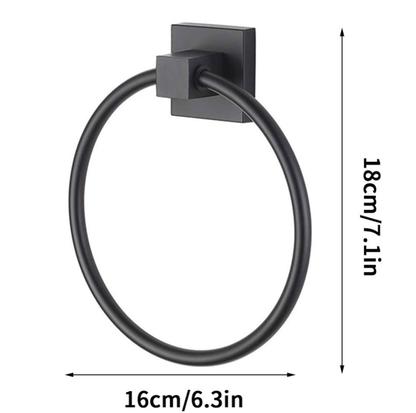 Unbranded Matt Black Hand Towel Ring Rack Wall Mount Holder Solid Bathroom Rail Matte