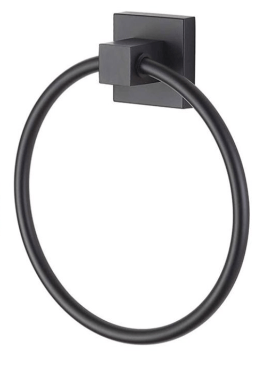 Unbranded Matt Black Hand Towel Ring Rack Wall Mount Holder Solid Bathroom Rail Matte