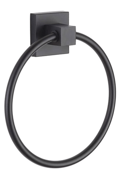 Unbranded Matt Black Hand Towel Ring Rack Wall Mount Holder Solid Bathroom Rail Matte