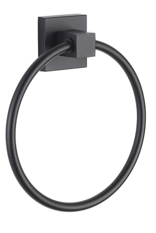 Unbranded Matt Black Hand Towel Ring Rack Wall Mount Holder Solid Bathroom Rail Matte