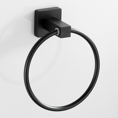 Unbranded Matt Black Hand Towel Ring Rack Wall Mount Holder Solid Bathroom Rail Matte