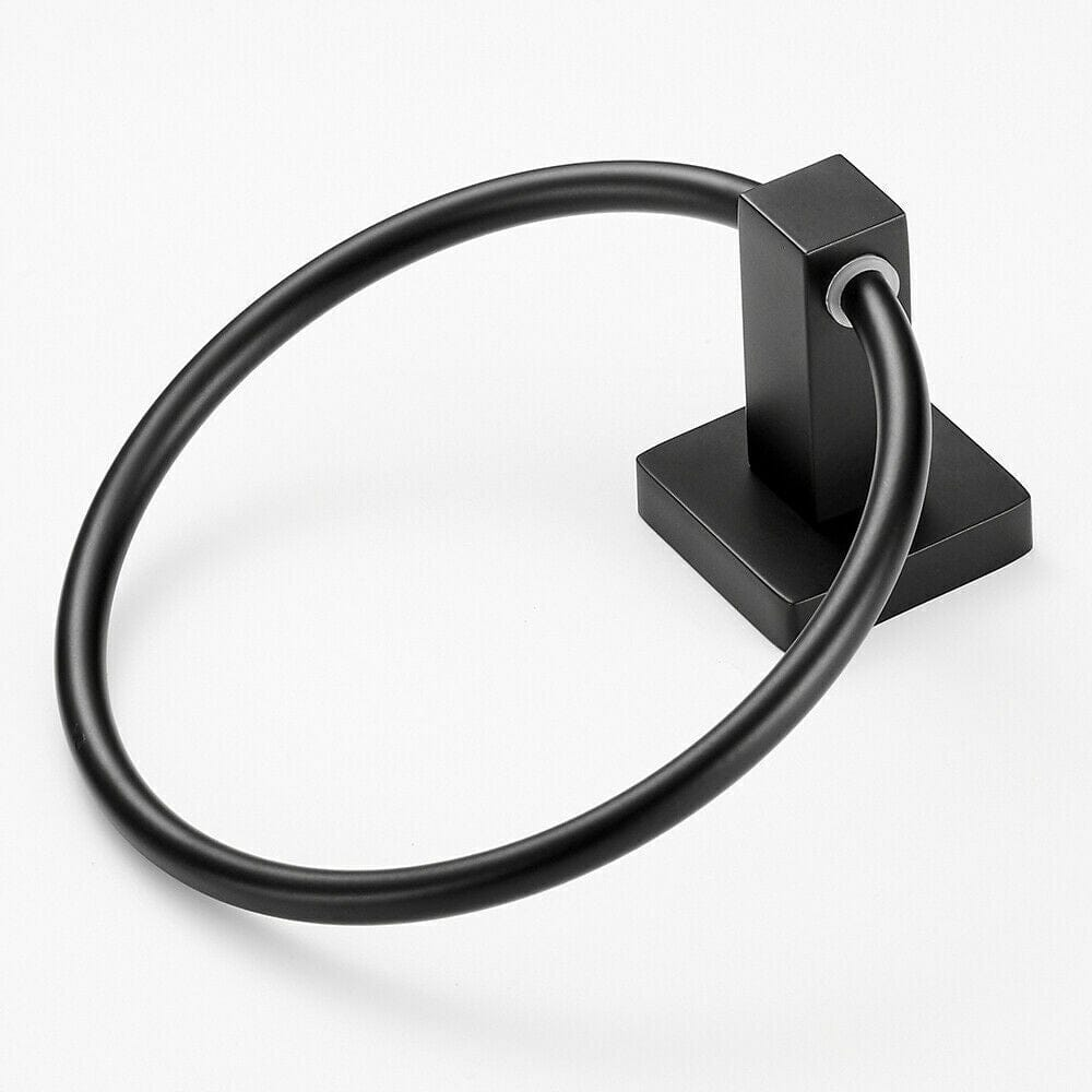 Unbranded Matt Black Hand Towel Ring Rack Wall Mount Holder Solid Bathroom Rail Matte