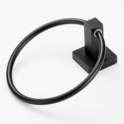 Unbranded Matt Black Hand Towel Ring Rack Wall Mount Holder Solid Bathroom Rail Matte