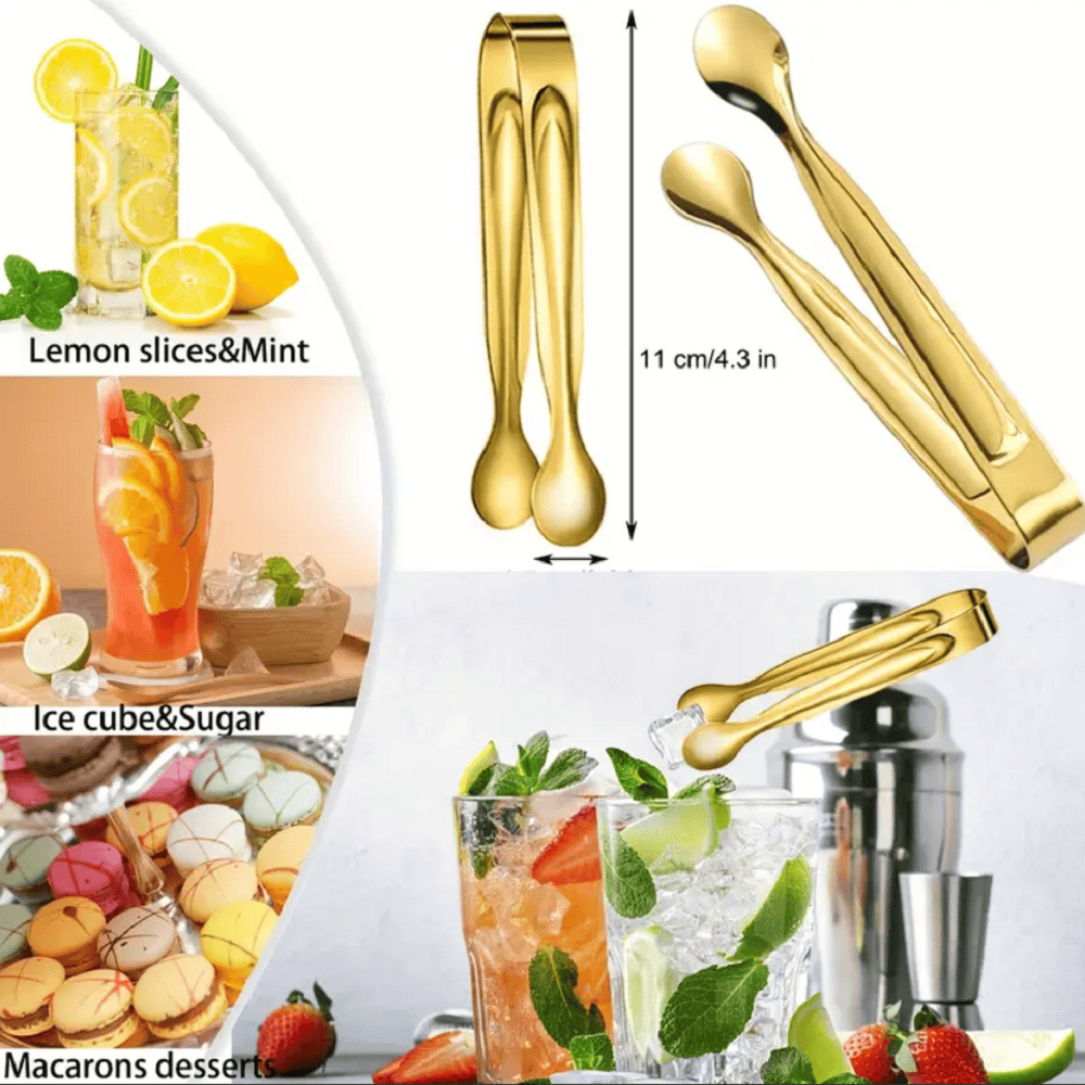 Unbranded Mini Golden Tong Clamp Appetizers Party Tea Bag Food Ice Cube Bar Rustproof