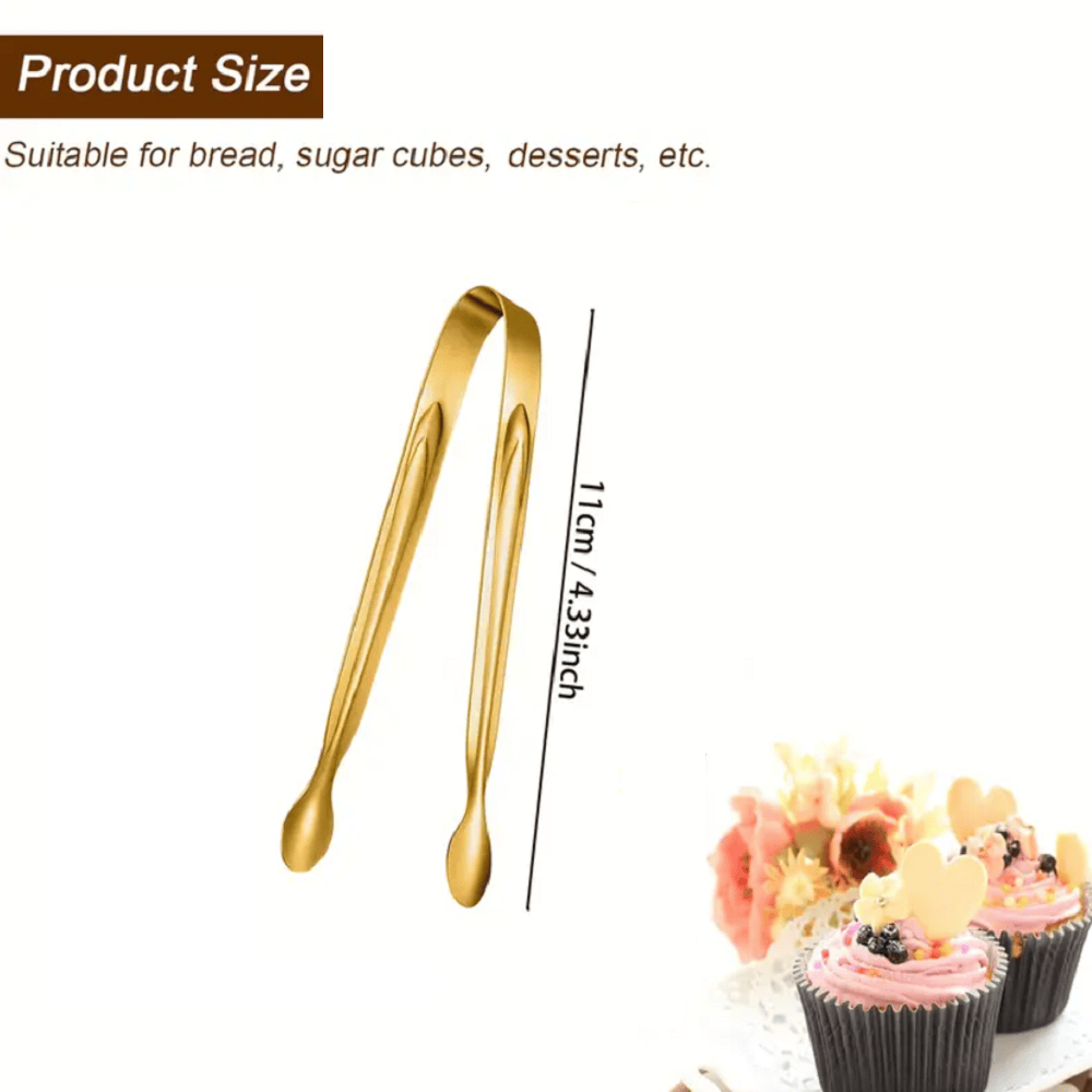 Unbranded Mini Golden Tong Clamp Appetizers Party Tea Bag Food Ice Cube Bar Rustproof