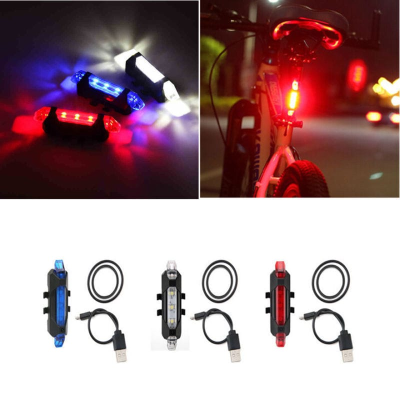 Unbranded NEW Cycling 5 LED USB Rechargeable Bike Bicycle Tail Warning Light Rear Safety
