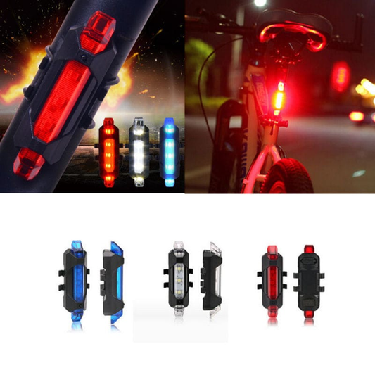 Unbranded NEW Cycling 5 LED USB Rechargeable Bike Bicycle Tail Warning Light Rear Safety