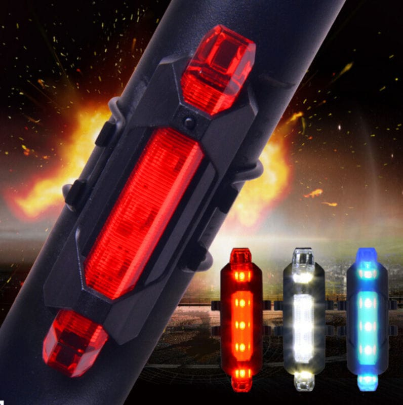 Unbranded NEW Cycling 5 LED USB Rechargeable Bike Bicycle Tail Warning Light Rear Safety