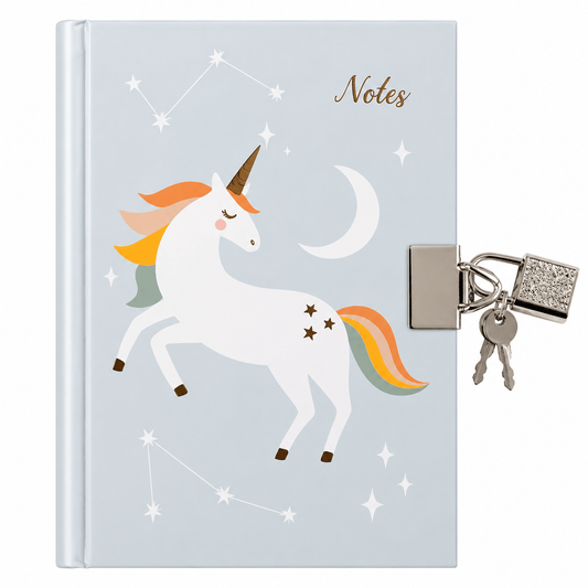 Unbranded Notebook A6 Kids Lockable Diary Notebook Hardcover Unicorn Design with Key Unicorn