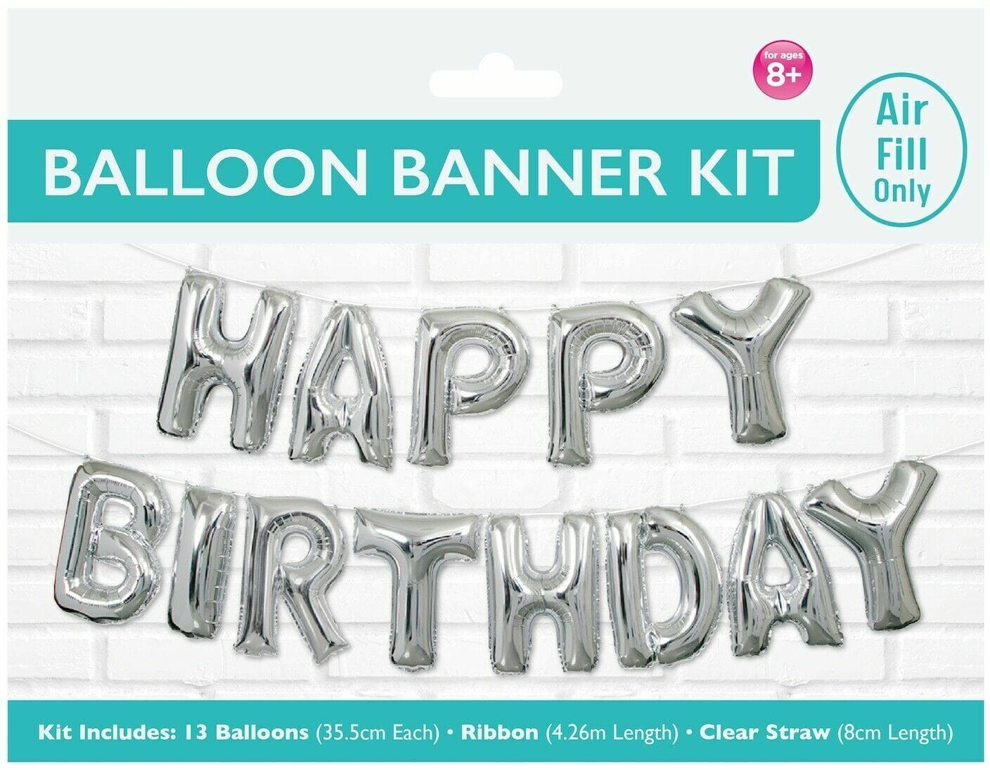 Unbranded Party Supplies Silver 3D Happy Birthday Letters Balloons Kit Inflating Foil Banner Bunting Celebrate