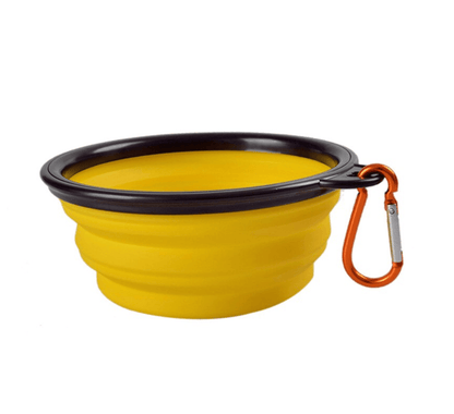 Unbranded Pet bowl Yellow Pet Dog Cat Portable Silicone Collapsible Travel Food Bowl Water Dish Feeder