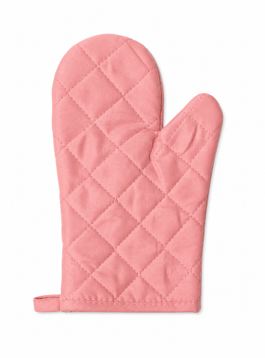 Unbranded Pink 1x Cotton Oven Mitt Glove Heatproof Baking Kitchen Tools Heat Burns One Size