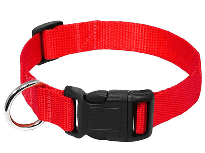 Unbranded Red Nylon Webbing Dog Collar Clip Buckle Pet Collar for Large Dogs Adjustable Black