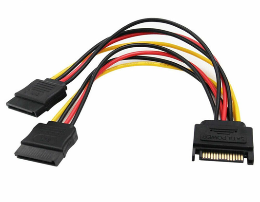 Unbranded SATA 15pin Hard Drive Power Male to 2 Female Splitter Y 1 to 2 Extension Cable