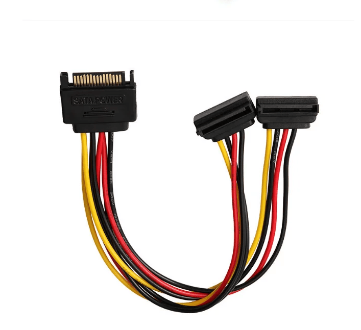 Unbranded SATA 15pin Hard Drive Power Male to Female Splitter Angle 1 to 2 Extension Cable