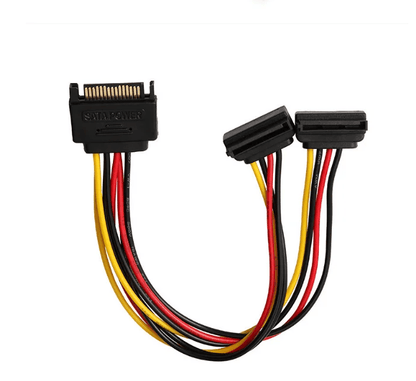 Unbranded SATA 15pin Hard Drive Power Male to Female Splitter Angle 1 to 2 Extension Cable