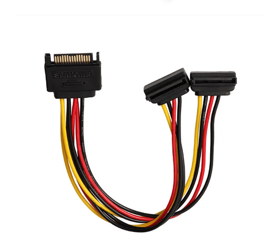 Unbranded SATA 15pin Hard Drive Power Male to Female Splitter Angle 1 to 2 Extension Cable