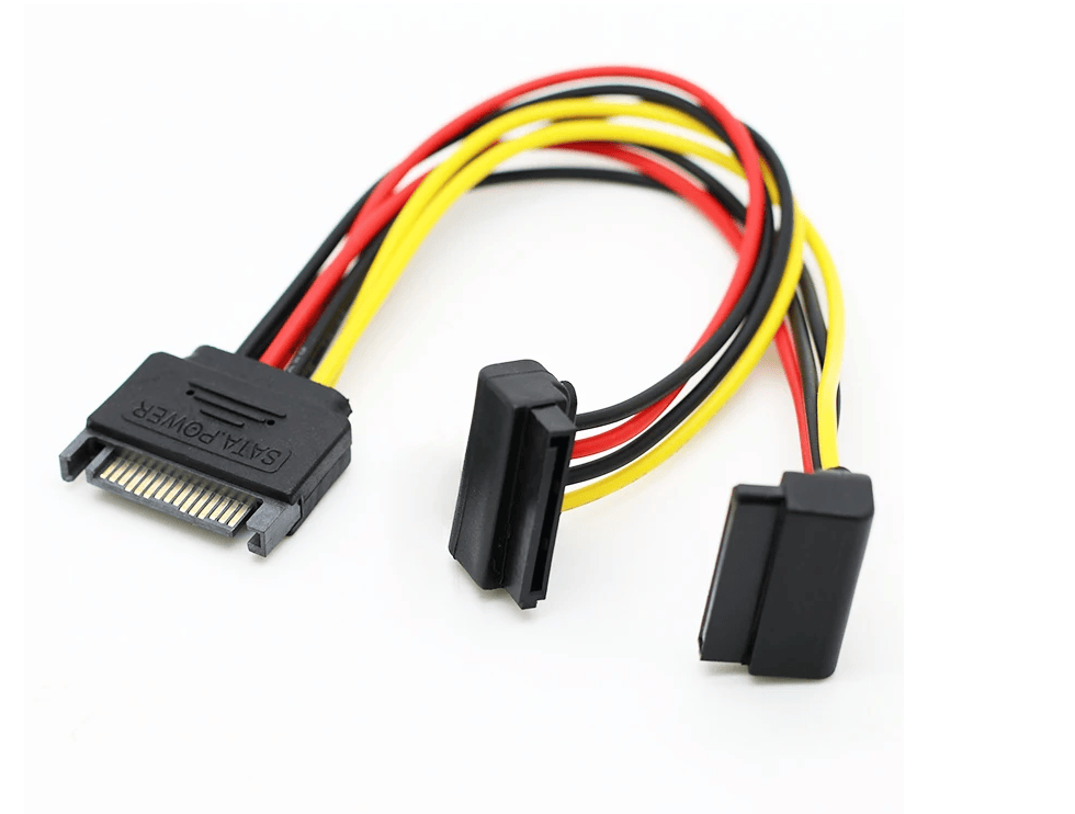 Unbranded SATA 15pin Hard Drive Power Male to Female Splitter Angle 1 to 2 Extension Cable