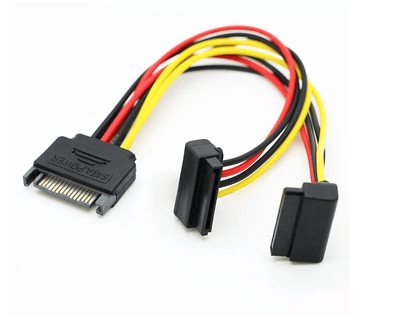 Unbranded SATA 15pin Hard Drive Power Male to Female Splitter Angle 1 to 2 Extension Cable