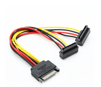 Unbranded SATA 15pin Hard Drive Power Male to Female Splitter Angle 1 to 2 Extension Cable