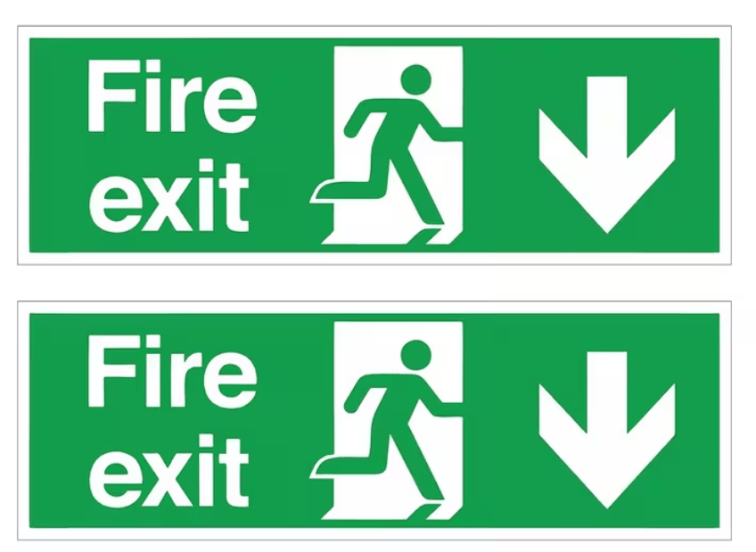 Unbranded Signage 2x Downward Sign Sticker Emergency Decal Office Warehouse Work Door Vinyl