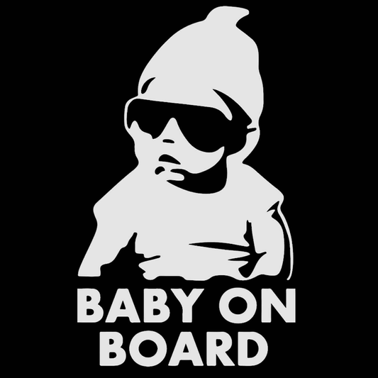 Unbranded Silver Baby On Board Sign Easy Remove Car Window Sticker Sign Vinyl Decal Sunglasses