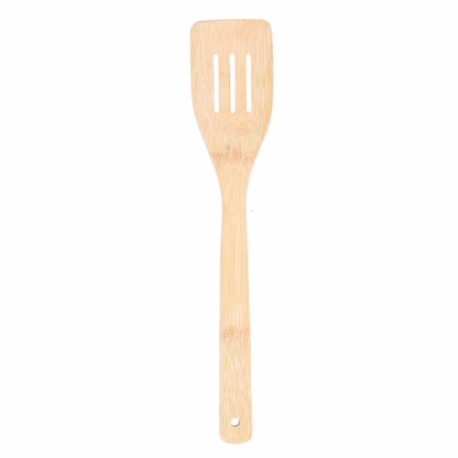 Unbranded Slotted turner Bamboo Wooden Utensils Kitchen Cooking Tools Spoon Spatula Mixing Fork Cookware