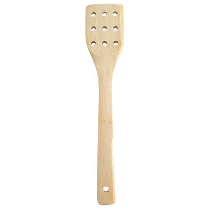 Unbranded Slotted turner with 9 hole Bamboo Wooden Utensils Kitchen Cooking Tools Spoon Spatula Mixing Fork Cookware
