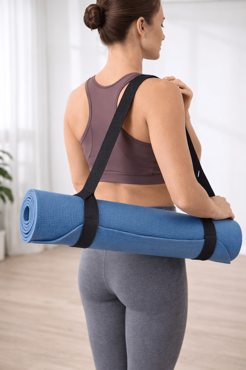 Unbranded Sports & Fitness > Exercise, Gym & Fitness > Yoga & Pilates Universal Black Yoga Pilates Mat Exercise Pad Looped Sling Harness Strap