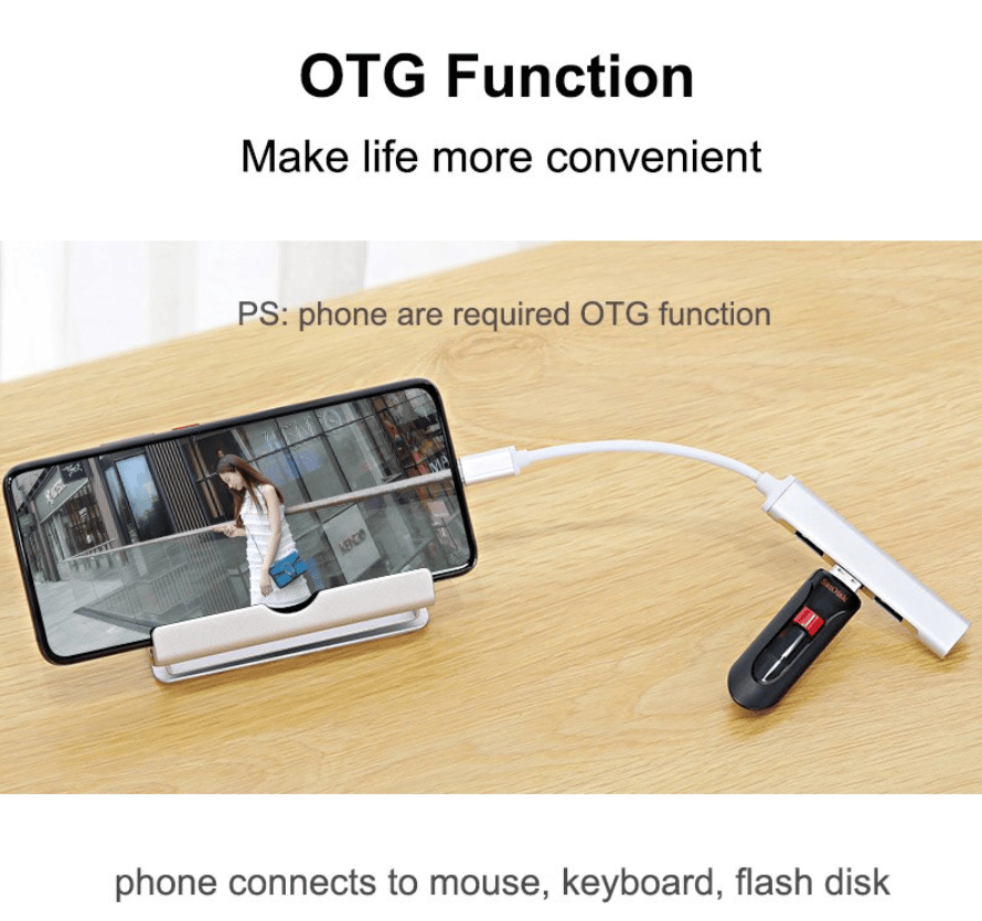 Unbranded Type-C to 4 USB 3.0 Port HUB Adapter Cable USB-C Connect to Mouse/Keyboard/Phone