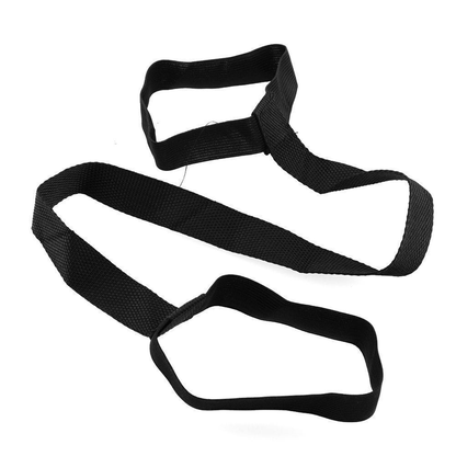 Unbranded Universal Black Yoga Pilates Mat Exercise Pad Looped Sling Harness Strap