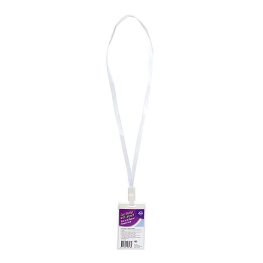 Unbranded Vertical Plastic ID Card Holder Pouch Clear PVC With Lanyard Work Badge Lock Wht
