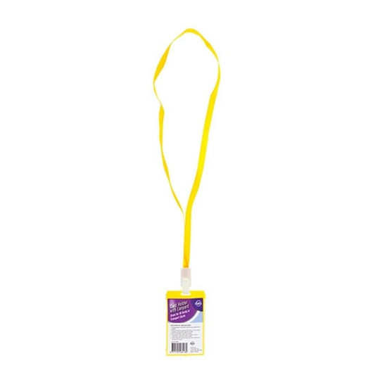 Unbranded Vertical Plastic ID Card Holder Pouch Clear PVC With Lanyard Work Badge Lock Ylw