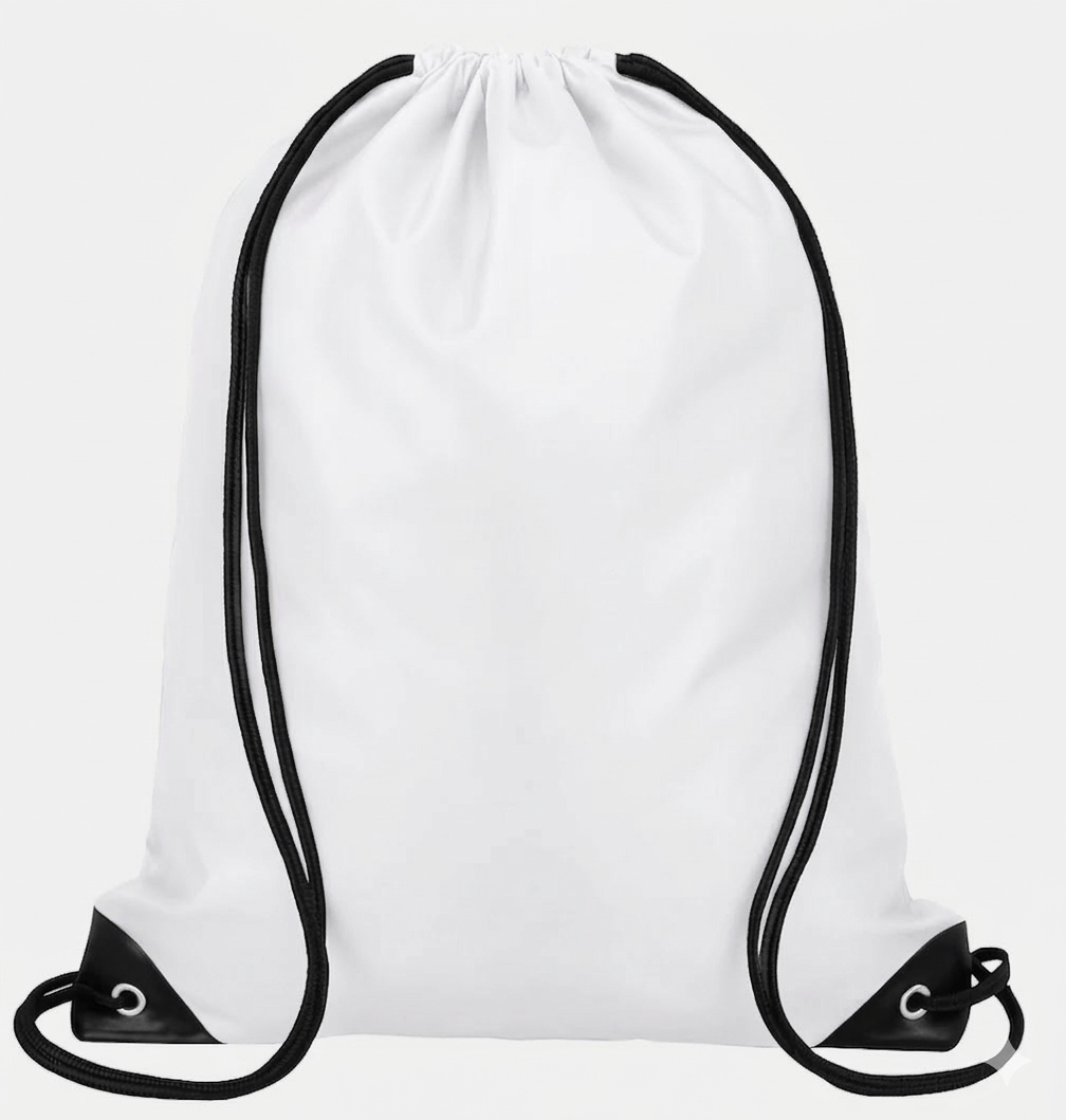 Unbranded White Drawstring Backpack Sports Travel Beach 35cm x 42cm Swimming Shoe Bag