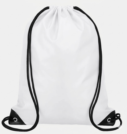Unbranded White Drawstring Backpack Sports Travel Beach 35cm x 42cm Swimming Shoe Bag