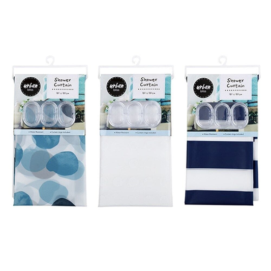 Urban Bliss Curtains Bath Shower Curtain Bathroom Waterproof Water Mold PEVA Thicken With Hooks