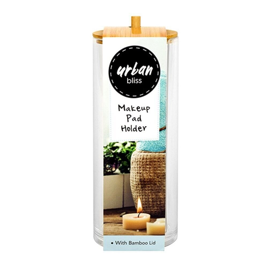 Urban Bliss Makeup Cotton Pads Box Case Holder Cosmetic Organizer Storage With Bamboo Lid