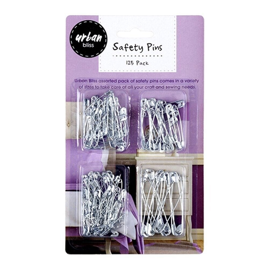 Urban bliss Safety Pins Safety Pins Mixed Size Silver 125pcs Sewing Craft Jewellery Baby Nappy Pins