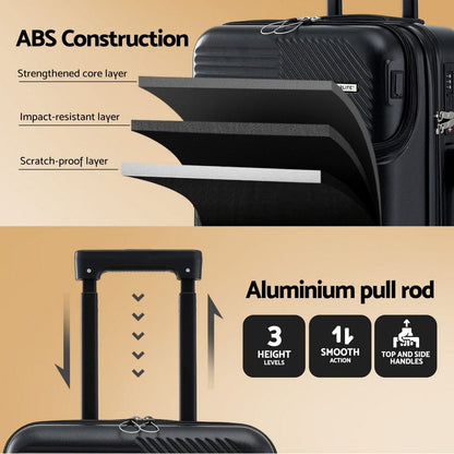 Wanderlite Home & Garden > Travel > Suitcases Wanderlite 20" Luggage Suitcase Front Pocket Travel Carry On TSA Black