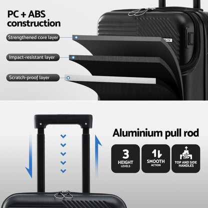 Wanderlite Home & Garden > Travel > Suitcases Wanderlite 20" Luggage Suitcase Front Pocket Travel Carry On TSA Black