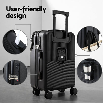 Wanderlite Home & Garden > Travel > Suitcases Wanderlite 20" Luggage Suitcase Front Pocket Travel Carry On TSA Black