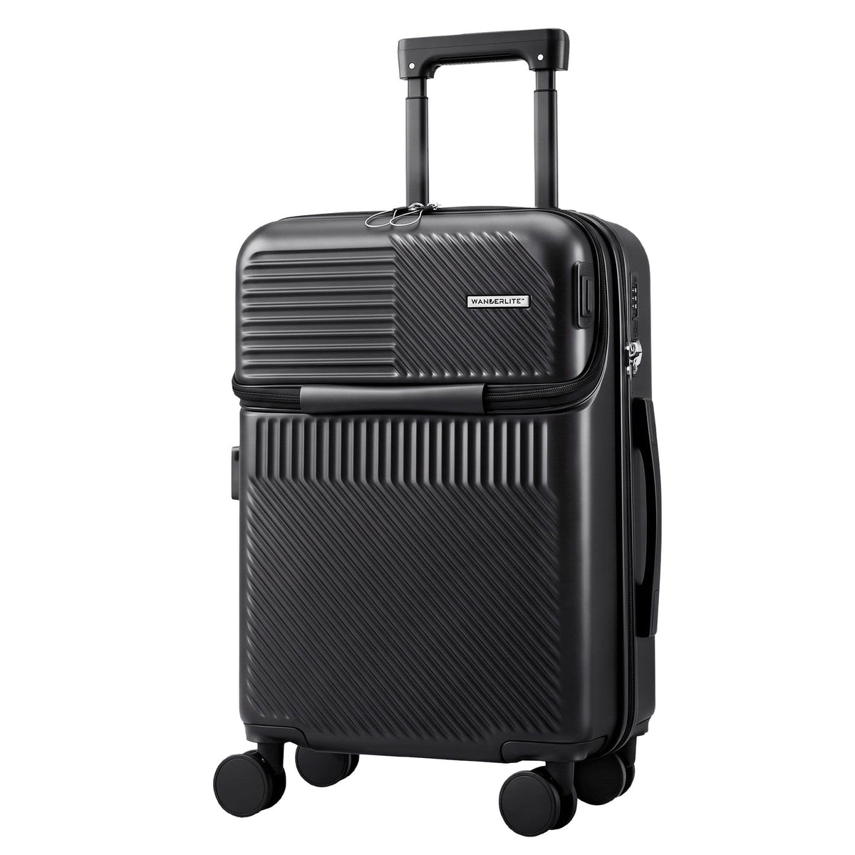 Wanderlite Home & Garden > Travel > Suitcases Wanderlite 20" Luggage Suitcase Front Pocket Travel Carry On TSA Black