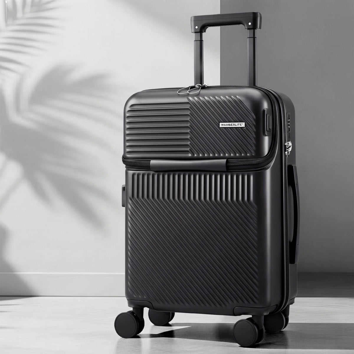 Wanderlite Home & Garden > Travel > Suitcases Wanderlite 20" Luggage Suitcase Front Pocket Travel Carry On TSA Black