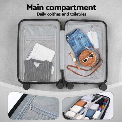Wanderlite Home & Garden > Travel > Suitcases Wanderlite 20" Luggage Suitcase Front Pocket Travel Carry On TSA Black