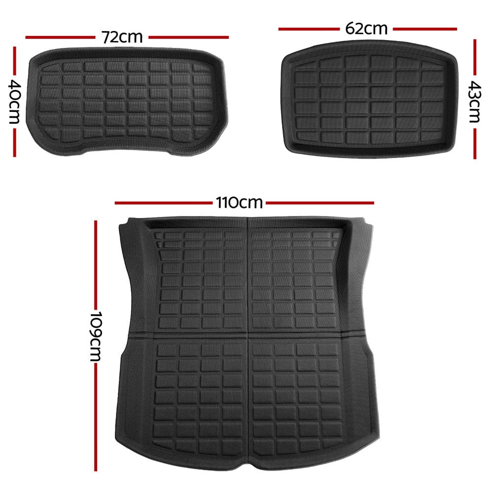 Weisshorn Auto Accessories > Auto Accessories Others > Automotive Decor NEW Tesla Model 3 Highland 2024 Boot Liner Rear Frunk Cargo Trunk Mats Weisshorn