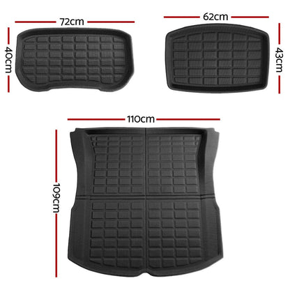 Weisshorn Auto Accessories > Auto Accessories Others > Automotive Decor NEW Tesla Model 3 Highland 2024 Boot Liner Rear Frunk Cargo Trunk Mats Weisshorn