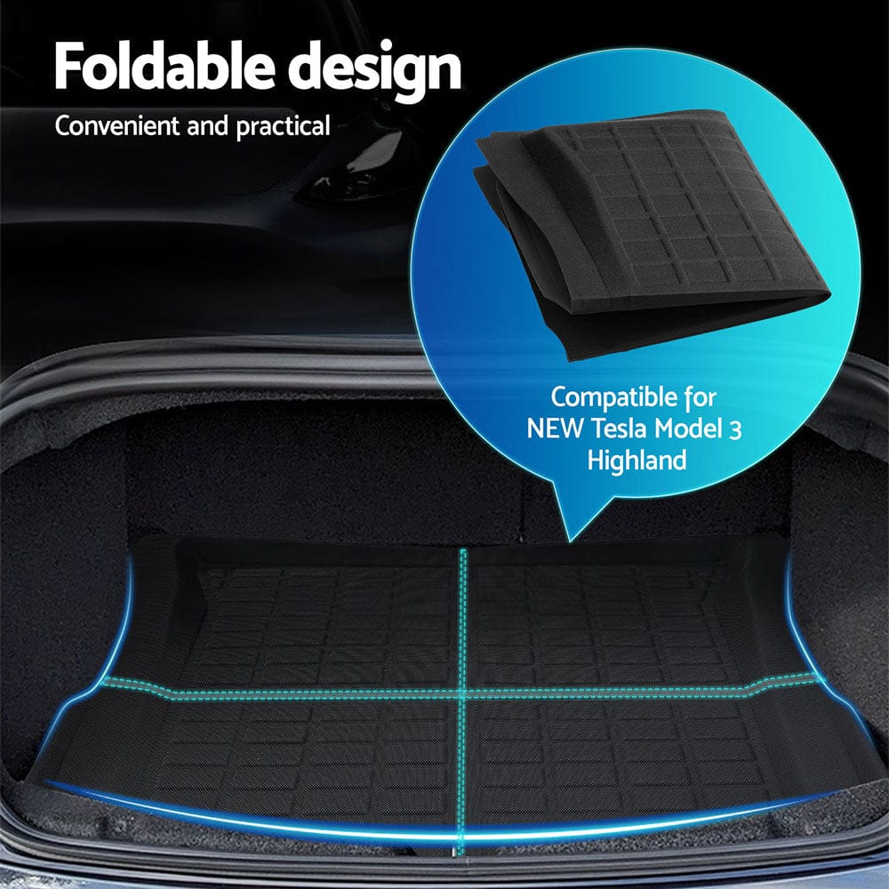 Weisshorn Auto Accessories > Auto Accessories Others > Automotive Decor NEW Tesla Model 3 Highland 2024 Boot Liner Rear Frunk Cargo Trunk Mats Weisshorn