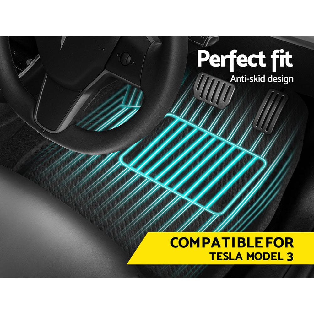 Weisshorn Auto Accessories > Auto Accessories Others > Automotive Decor Weisshorn Car Rubber Floor Mats Compatible for Tesla Model 3 Front Rear